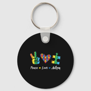Peace Love Autism Puzzle Awareness Autistic Men Wo Key Ring