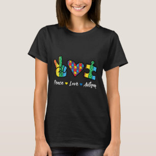 Peace Love Autism Puzzle Awareness Autistic Men Wo T-Shirt