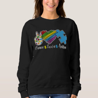 Peace Love Autism Puzzle In April We Wear Blue For Sweatshirt