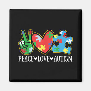 Peace Love Autism Puzzle Ribbon Autism Awareness Magnet