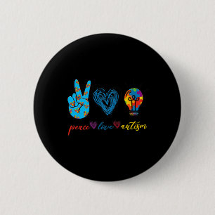 Peace Love Autism Puzzle Ribbon Autism Awareness P 6 Cm Round Badge