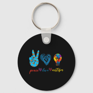 Peace Love Autism Puzzle Ribbon Autism Awareness P Key Ring