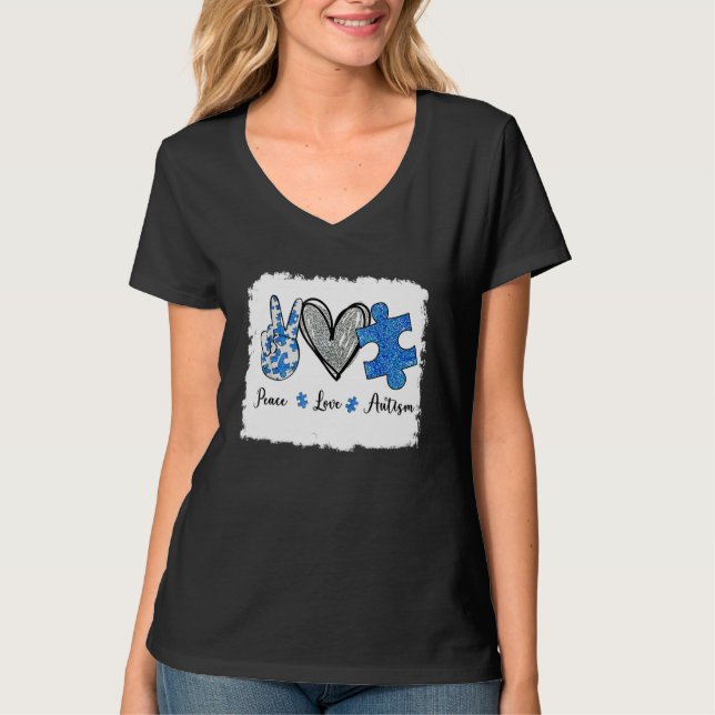 Peace Love Autism Sign Tee Plus Size (Front)