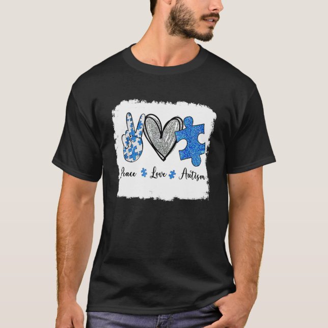 Peace Love Autism Sign Tee Plus Size (Front)