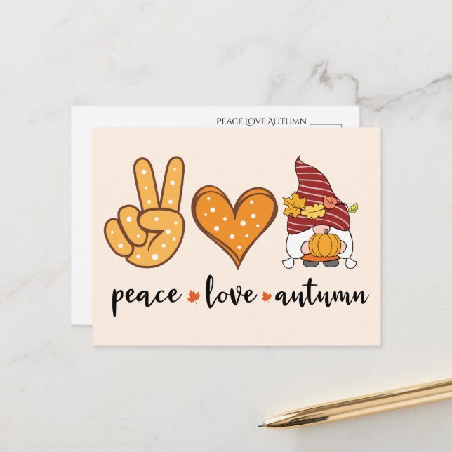 Peace Love Autumn Postcard (Front/Back In Situ)