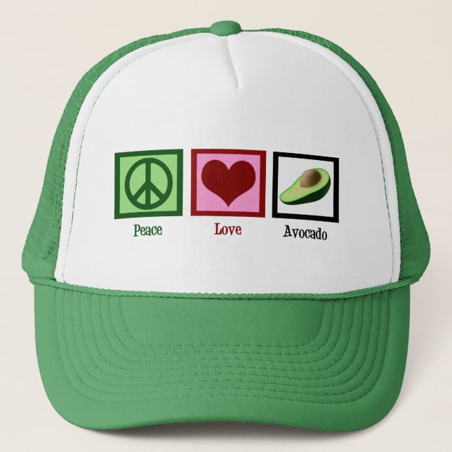 Peace Love Avocado Trucker Hat (Front)