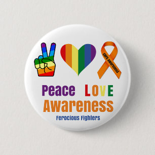 Peace love awareness CRPS pride 6 Cm Round Badge