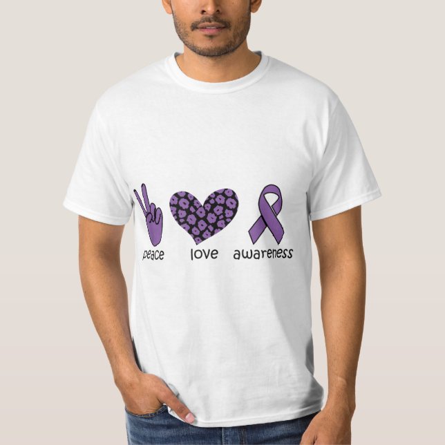 Peace Love Awareness Domestic Violence Awareness D T-Shirt (Front)