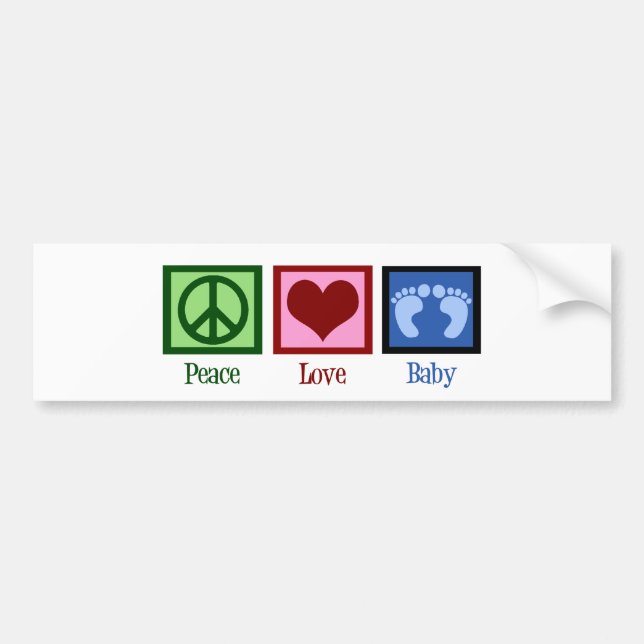 Peace Love Baby Boy Bumper Sticker (Front)