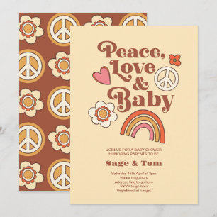 Peace Love & Baby Retro Baby Shower Invitation