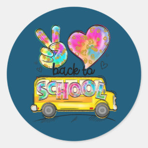 Peace Love Back To School Bus Driver First Day Of Classic Round Sticker
