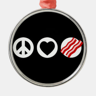 Peace Love Bacon Metal Tree Decoration
