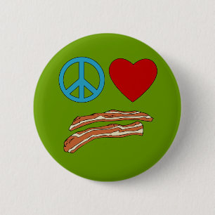 Peace Love Bacon Symbology Tshirt, Mug 6 Cm Round Badge
