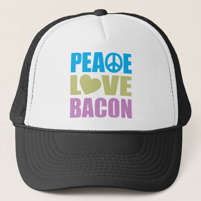 Peace Love Bacon Trucker Hat (Front)