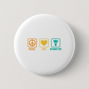 Peace Love Badminton Badminton Player Shuttle Spor 6 Cm Round Badge