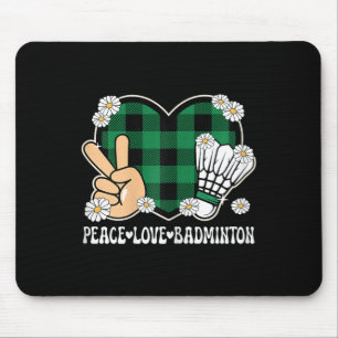 Peace Love Badminton Lover Outfit Women Girls Kids Mouse Pad