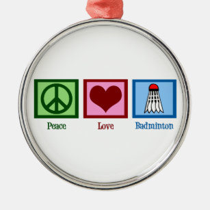 Peace Love Badminton Metal Tree Decoration