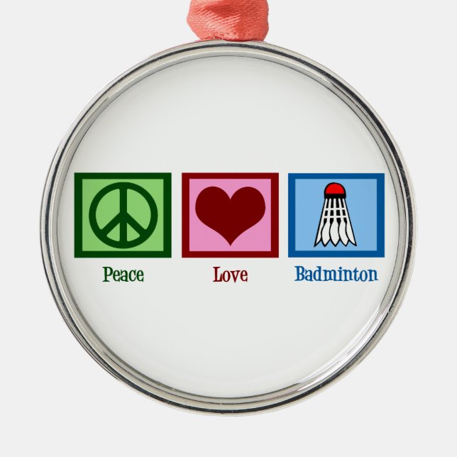 Peace Love Badminton Metal Tree Decoration (Front)
