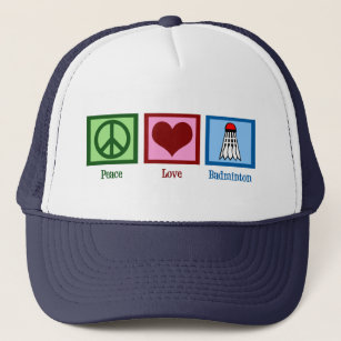 Peace Love Badminton Player Trucker Hat