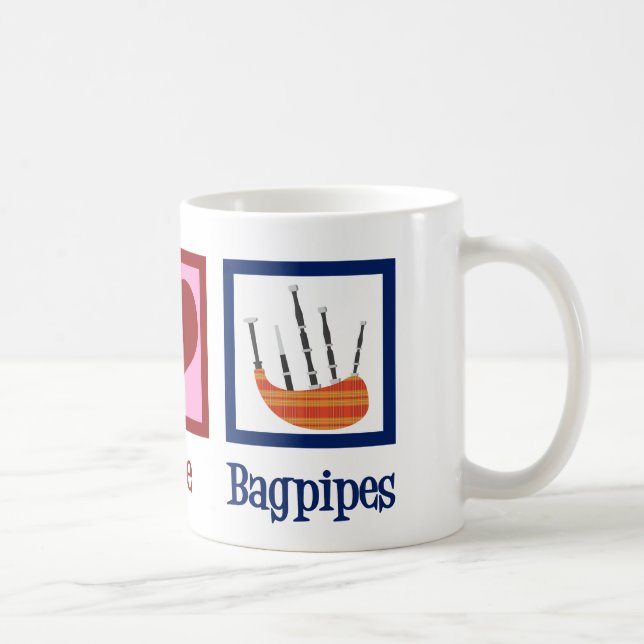 Peace Love Bagpipes Coffee Mug (Right)