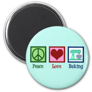 Peace Love Baking Cute Bakery Teal Stand Mixer Magnet