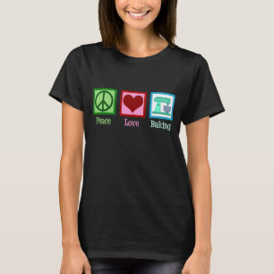 Peace Love Baking Cute Bakery Teal Stand Mixer T-Shirt