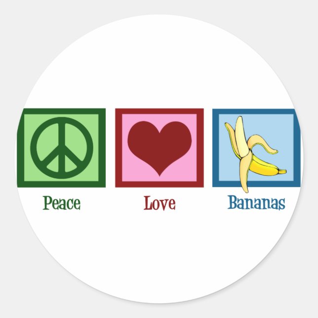 Peace Love Bananas Classic Round Sticker (Front)