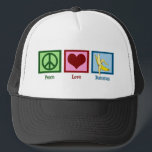Peace Love Bananas Trucker Hat<br><div class="desc">I love eating fruit,  especially yummy yellow bananas.</div>