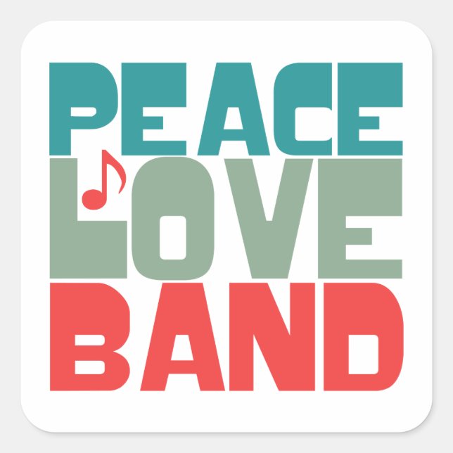 Peace Love Band Square Sticker (Front)