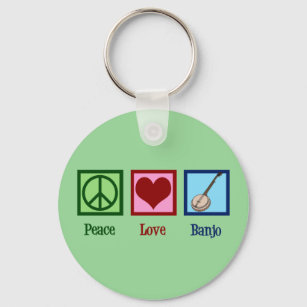 Peace Love Banjo Key Ring