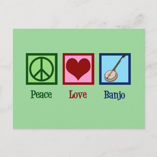 Peace Love Banjo Postcard (Front)