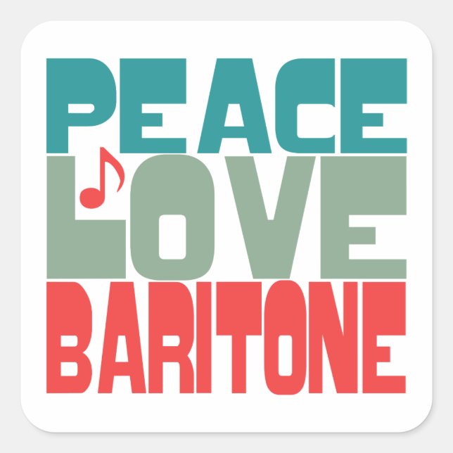 Peace Love Baritone Square Sticker (Front)