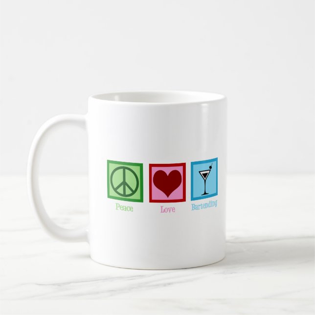 Peace Love Bartending Coffee Mug (Left)