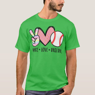 Peace Love Baseball Funny  T-Shirt