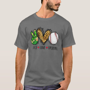 Peace Love Baseball Gift Sport Lovers Leopard Men T-Shirt