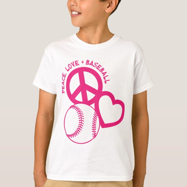 Peace-Love-Baseball, melon T-Shirt (Front)