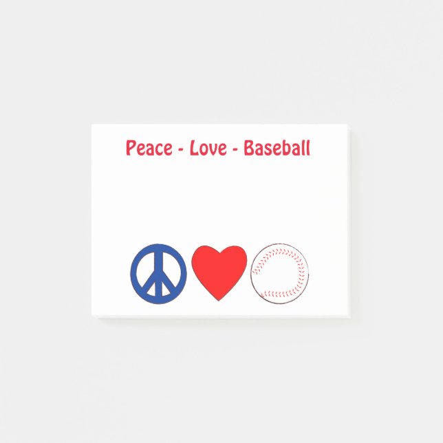 Peace Love Baseball Memo Notes (Front)