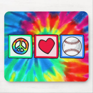 Peace, Love, Baseball Mouse Pad