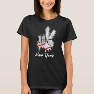 Peace Love Baseball New York Ny Skyline Apparel  2 T-Shirt