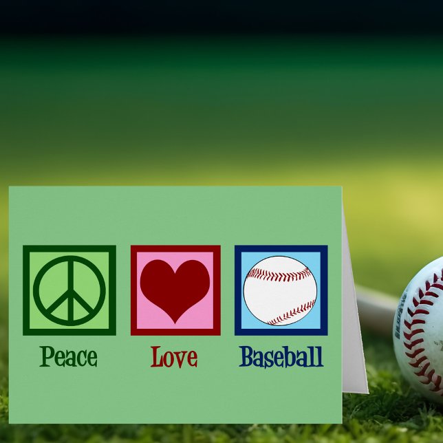 Peace Love Baseball Team Green Christmas Card (Creator Uploaded)