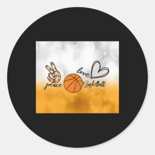 Peace Love Basketball Classic Round Sticker