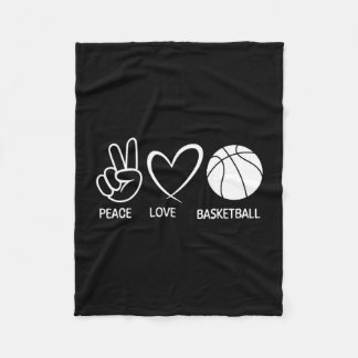 Peace love basketball funny basketball lover fleece blanket