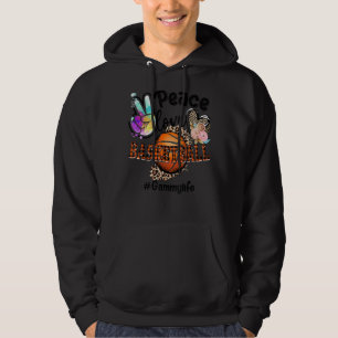 Peace Love Basketball Gammy Life Mum Grandma Leopa Hoodie