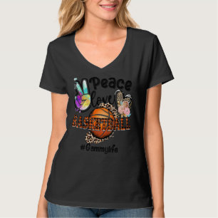 Peace Love Basketball Gammy Life Mum Grandma Leopa T-Shirt