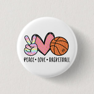 Peace Love Basketball Heart for Women Teens Tween  3 Cm Round Badge