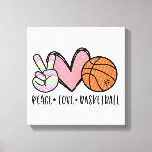 Peace Love Basketball Heart for Women Teens Tween Canvas Print