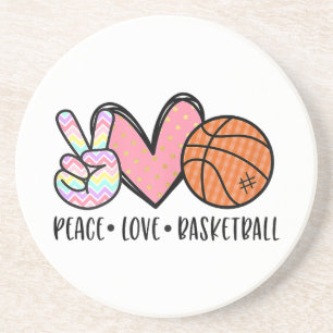 Peace Love Basketball Heart for Women Teens Tween Coaster