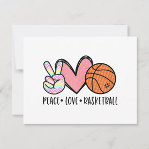 Peace Love Basketball Heart for Women Teens Tween Holiday Card