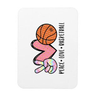 Peace Love Basketball Heart for Women Teens Tween Magnet