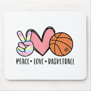 Peace Love Basketball Heart for Women Teens Tween Mouse Pad